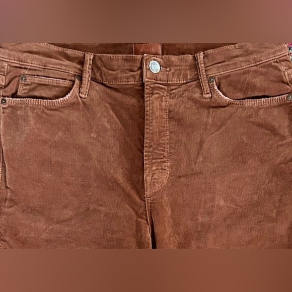 MOTHER Women Hopscotch Brown Corduroy Mid Rise Dazzler Ankle Fray Jeans Size 25 - Picture 10 of 12